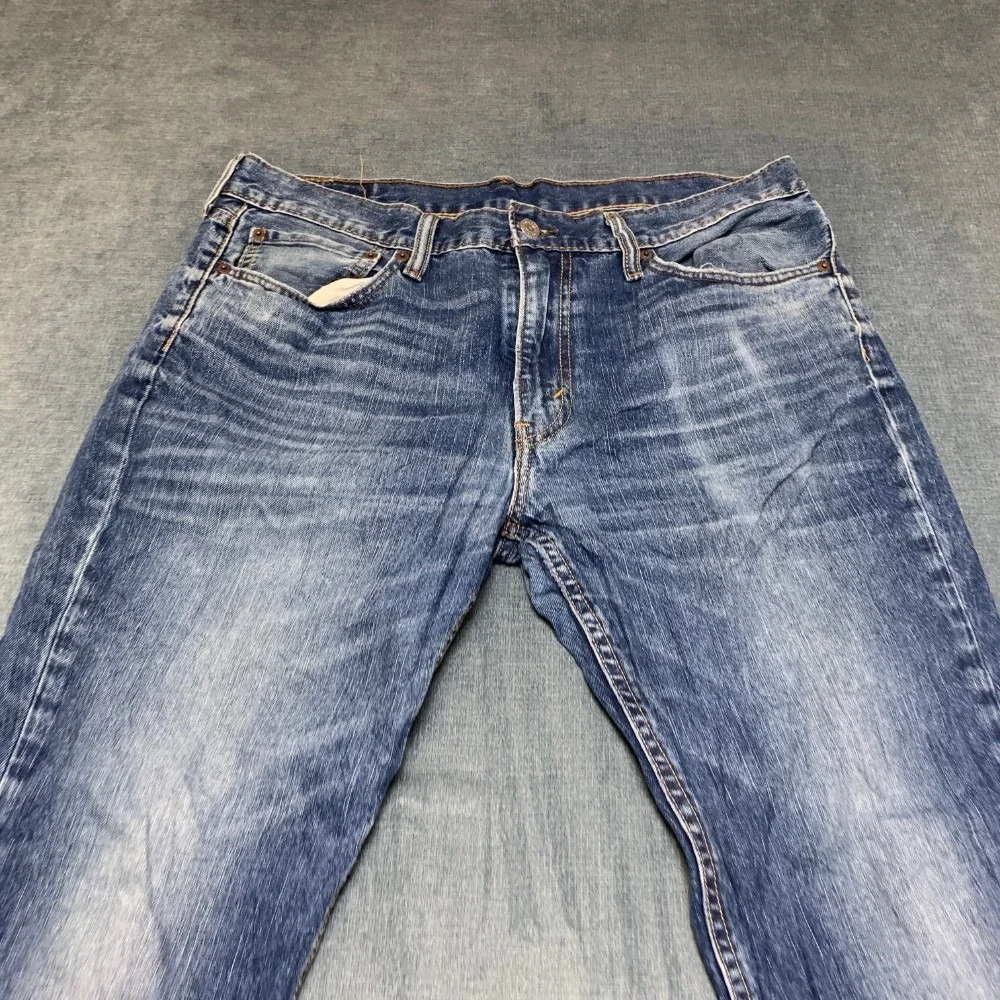 Levi's Jeans Mens 29x38 Blue Whiskering Denim Stretch Medium Wash Straight Leg